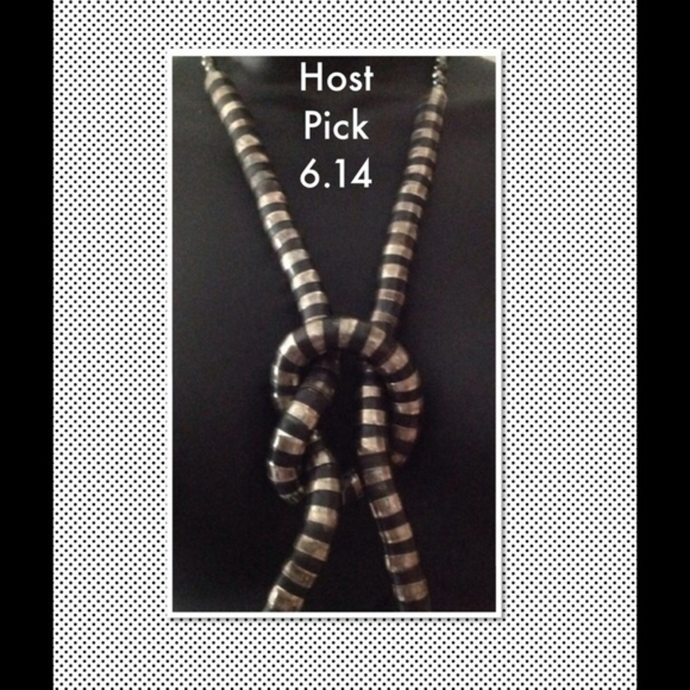 NWOT Antiqued Silvertone and Black Flex Necklace